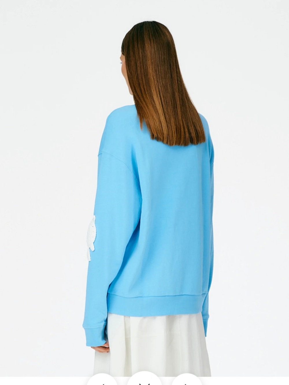 Tibi Crochet Appliques Series Sweatshirt, M, pale turquoise blue, like new - Picture 2 of 8